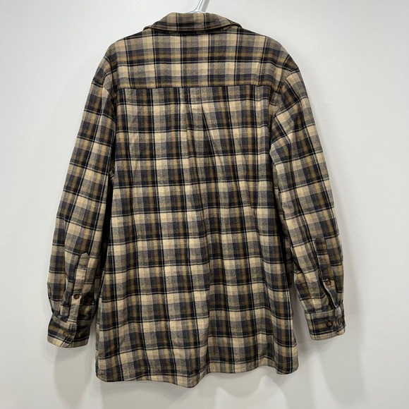 Woolrich Mens Shacket Large Plaid Flannel Heavy Outerwear Work Cotton Navy Ombre - Picture 4 of 5